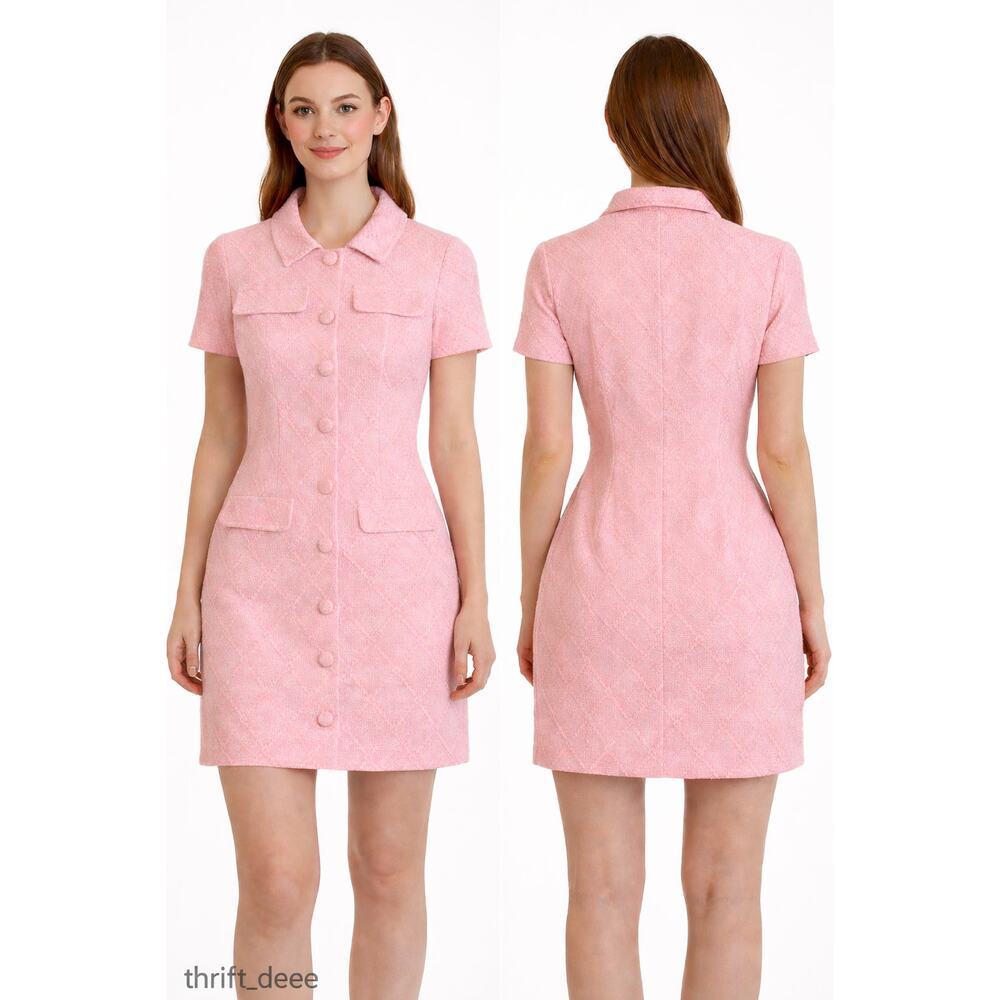 Amanda Uprichard Womens Pink Mini Dress Small Tweed